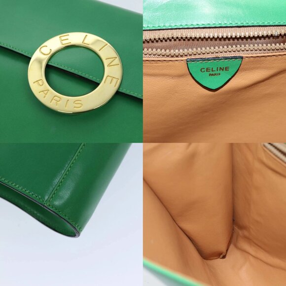 CELINE Shoulder Bag Leather Green Auth 75227AV - Picture 15 of 15